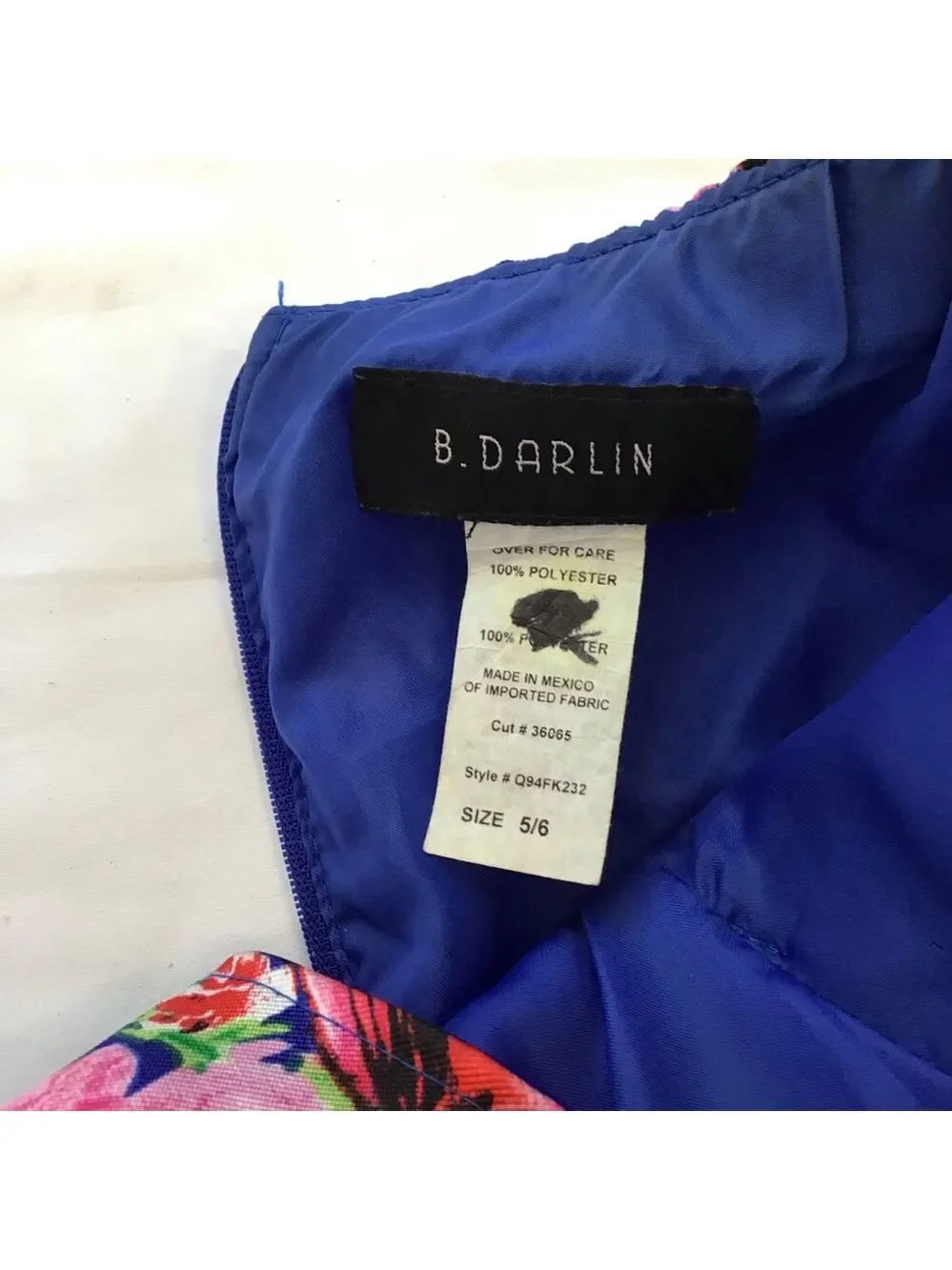 B. Darlin Women Elegant Strapless Floral Dress Blue Pink Rose Petals 5/6 - Picture 10 of 10